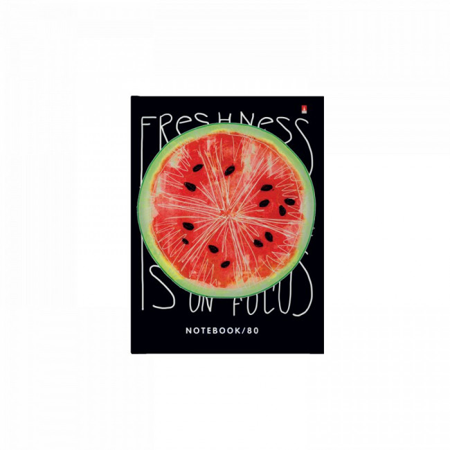 Блокнот А6 80л клетка "Свежесть. Арбуз", твёрдая обложка, BV/3-80-005/31 (24)