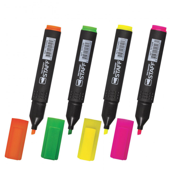 Набор текстовыделителей 4 шт., АССОРТИ, STAFF "College" "STICK", линия письма 1-4 мм
