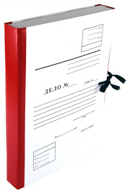 Архивный короб А4 3,5см "Дело" бумвинил, складывающийся, красный, КСД4035-201 (25)
