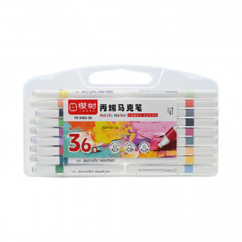 Набор акриловых маркеров Acrilie Marker, кисть, 36 цв., в пластиквом пенале, Inshu/YS5402-36 (12/48)