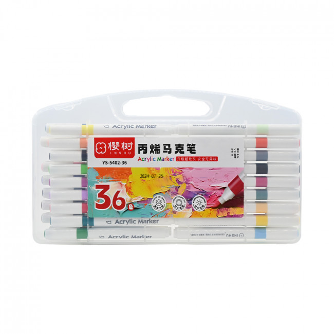 Набор акриловых маркеров Acrilie Marker, кисть, 36 цв., в пластиквом пенале, Inshu/YS5402-36 (12/48) Набор акриловых маркеров Acrilie Marker, кисть, 36 цв., в пластиквом пенале, Inshu/YS5402-36 (12/48)