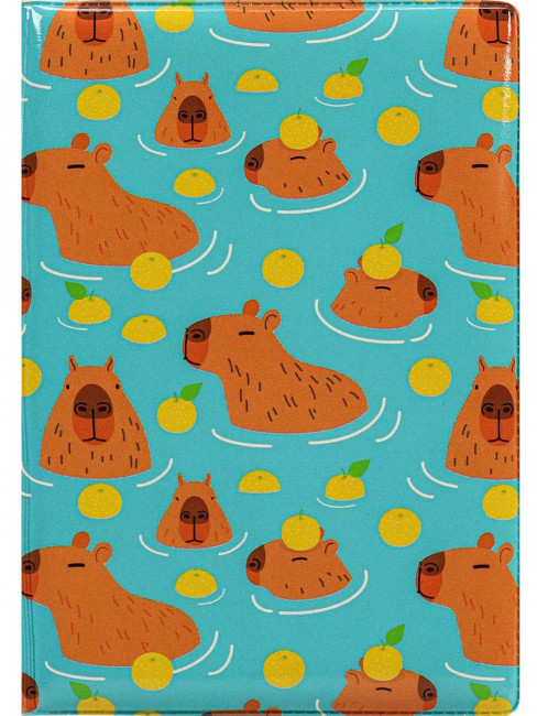 Обложка на паспорт "Капибары купаются" ПВХ, MILAND/ОП-1303