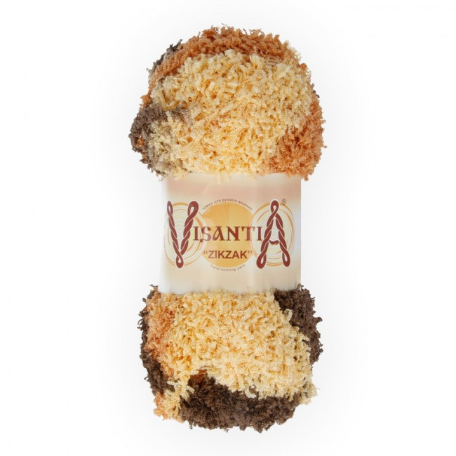 Пряжа VISANTIA "ZIKZAK"   100% полиэстер   . х  100 г  100 м ± 3 м №7137 бежевый-коричневый-т.коричневый "ZIKZAK"