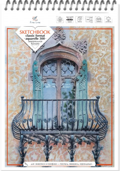 Блокнот-скетчбук А4 12л "Classic format 300" для акварели, целлюлоза 100%, на гребне, Полином/3358 (6) Блокнот-скетчбук А4 12л "Classic format 300" для акварели, целлюлоза 100%, на гребне, Полином/3358 (6)