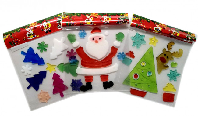 Наклейки гелевые ассорти, 20*20 см, 8 дизайнов, ОПП-упаковка