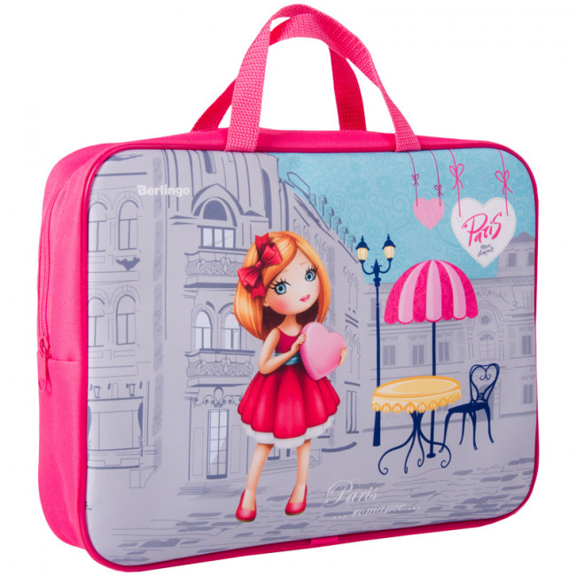 Папка-сумка с ручками 1 отделение, А4, Berlingo "Париж", текстиль, на молнии, 70мм