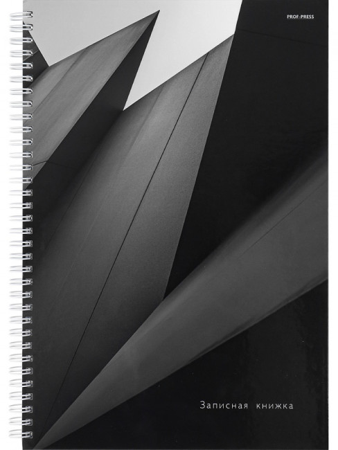 Записная книжка А4 100л клетка "Чёрно-белые грани", 7БЦ, на гребне, Проф-Пресс/100-9537 (10)