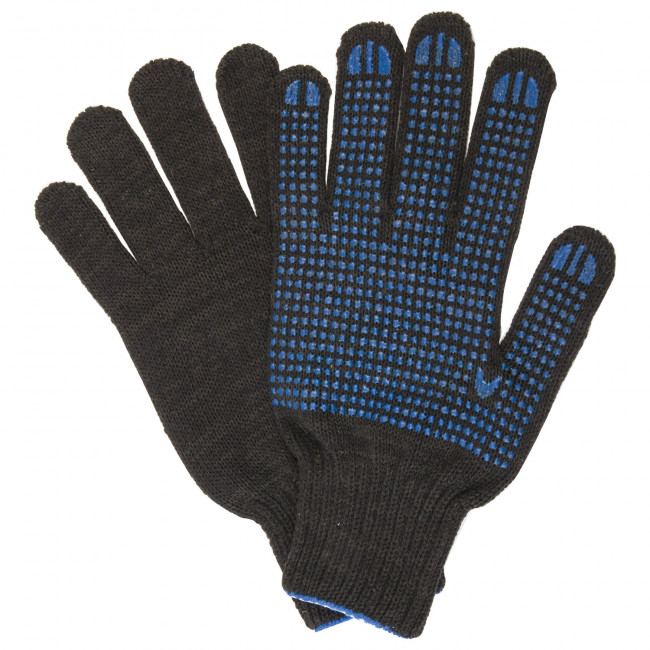 Перчатки хлопчатобумажные, КОМПЛЕКТ 5 ПАР, 7 класс, 65-67 г, 216 текс, ПВХ-точка, LAIMA "ПРОФИ" XL, черные