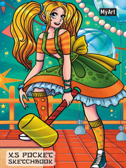 Скетчбук XS Pocket "Аниме. Девушка с молотом" MyArt. Формат:95х138х11 96стр, Проф-Пресс
