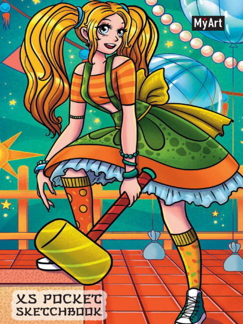 Скетчбук XS Pocket "Аниме. Девушка с молотом" MyArt. Формат:95х138х11 96стр, Проф-Пресс