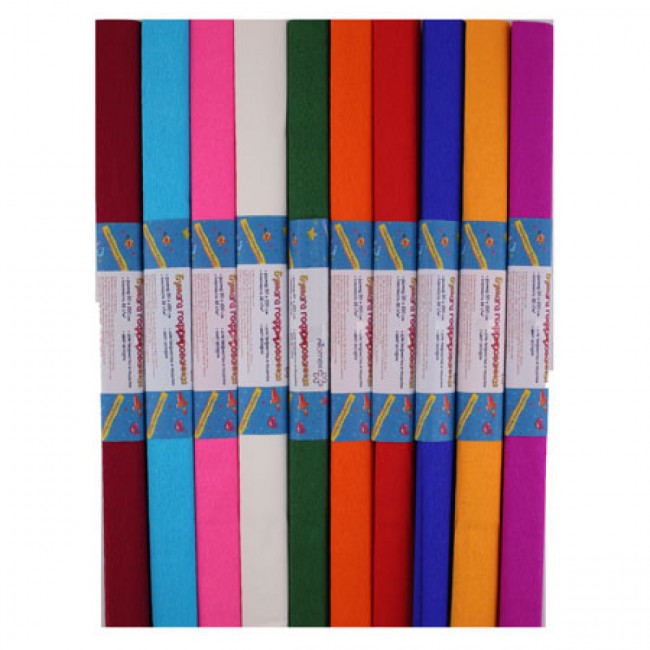 Набор бумаги крепированой 50*250см, 32г/кв.м, 10цветов,  Attomex 8040737