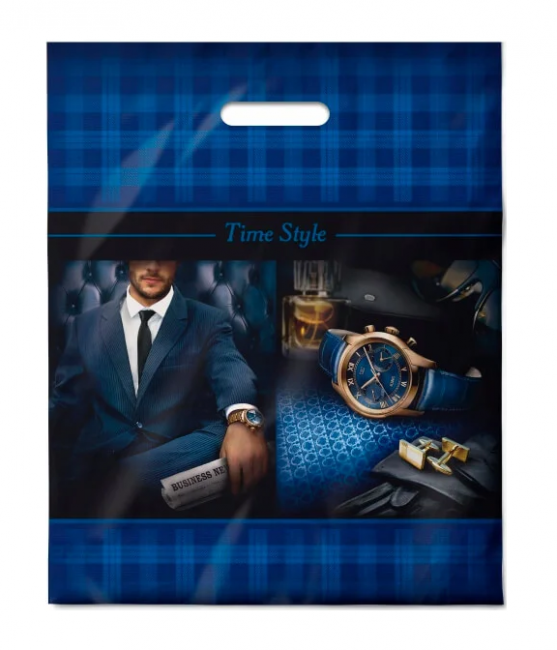Пакет 38*47 ПВД "Тайм стиль" с вырубной ручкой (50/500)