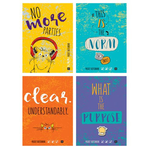 Скетчбук А6 форзац с дизайном 32л. "Pocket sketchbook" ламинация матовая (ассорти) 105x145мм, скоба, белый блок Скетчбук А6 форзац с дизайном 32л. "Pocket sketchbook" ламинация матовая (ассорти) 105x145мм, скоба, белый блок