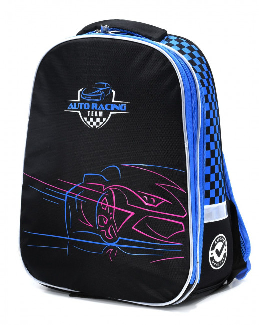 Рюкзак Schoolformat ERGONOMIC LIGHT+ MINIMAL CAR 16 л черный 38х28х16 см жестк. каркас 2 секц. молния д/мальчиков