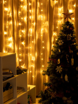 Гирлянда Штора 1*2 м, прозрачная нить, 96 лампы, тёплый белый свет MILAND/ГШ-0007