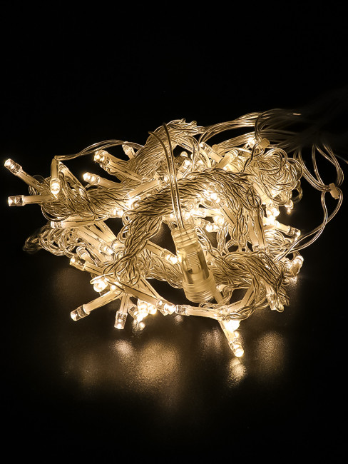 Гирлянда Штора 1*2 м, прозрачная нить, 96 лампы, тёплый белый свет MILAND/ГШ-0007