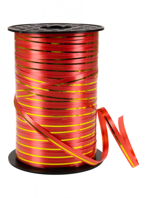 Лента упаковочная Золотые линии (5 мм.*225 м.) красный БЛ-8098 Лента упаковочная Золотые линии (5 мм.*225 м.) красный БЛ-8098