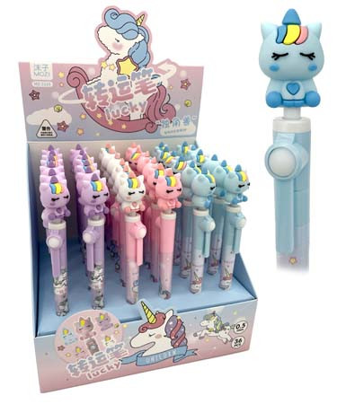 Ручка фигурная гелевая "Единорожка" (син) 0,5мм, игольчатый стержень, с двигающейся фигуркой, CM-82  MZ-2110 (36/36/1296)