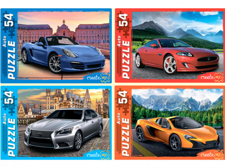 Пазлы 54 элемента "Машина мечта", 4 вида ассорти, Рыжий Кот/П54-6342 (32)