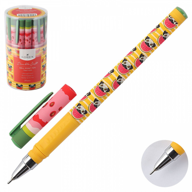 Ручка маслян. 0,7мм CRAZY DOGS Double Soft синий, LOREX/LXOPDS-CD1* (24/288)