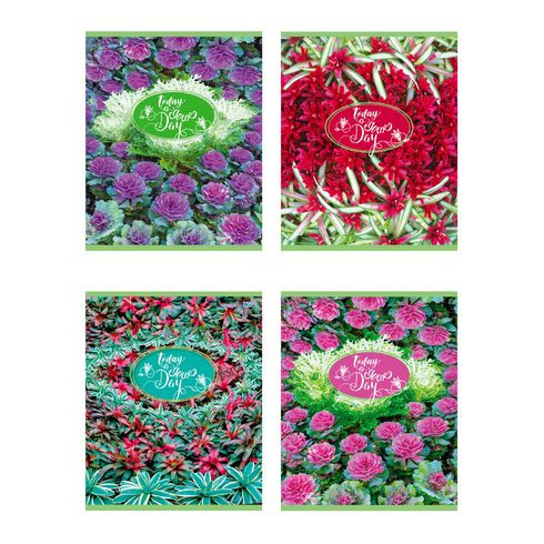 Тетрадь общая А5 скоба 48л. клетка "Leaves & flowers" выборочный лак (ассорти) форзац с дизм(10/80)