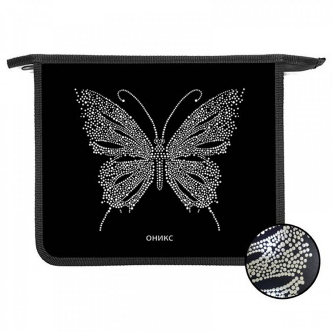 Папка д/тетр. А5 на молнии ПТ 7-12 БАБОЧКА В АЛМАЗАХ пластик. арт. 71204 (1/36шт)
