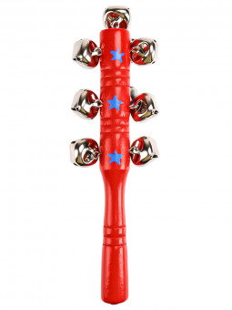 Погремушка 15,5см деревянная, с бубенцами, Рыжий Кот/ИД-1380 (12)