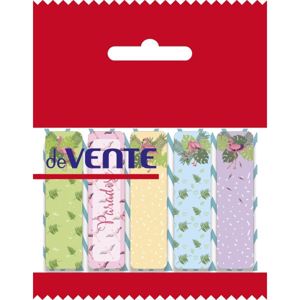 Набор самоклеящихся этикеток-закладок "deVENTE. Flamingo" бумажные 44x12 мм, 5x20 листов, офсет 80 г/м², 5 дизайнов, в пластиковом пакете с европодвесом Набор самоклеящихся этикеток-закладок "deVENTE. Flamingo" бумажные 44x12 мм, 5x20 листов, офсет 80 г/м², 5 дизайнов, в пластиковом пакете с европодвесом