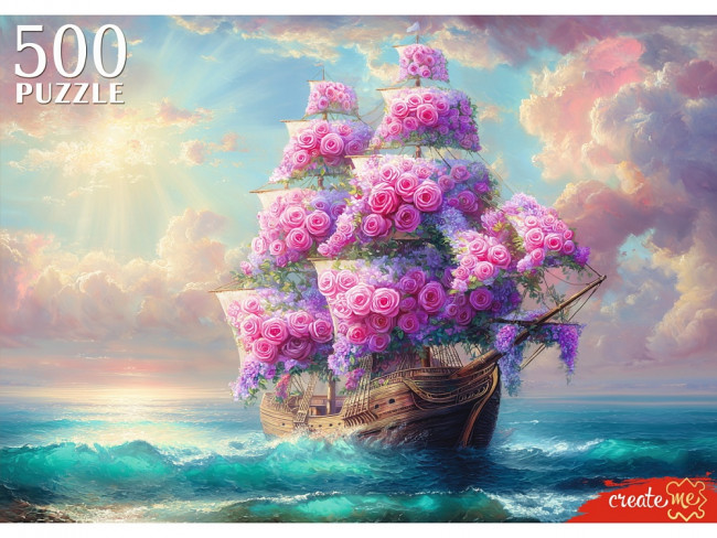Пазлы 500 элементов "Цветочный корабль", Рыжий Кот/Ф500-1734