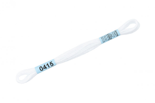 Нитки для вышивания 8 м 100% хлопок, мулине, белый, Gamma/0415