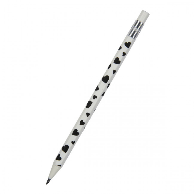 Карандаш механический цанговый 2мм HB "FunGraphix. Сердечки монохром", с точилкой, BV/21-0041/12 (24)