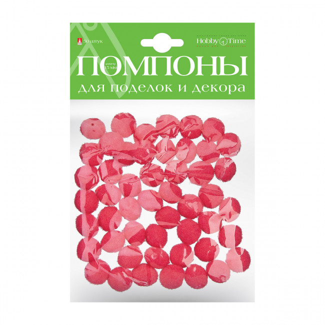 Помпоны 15мм пушистые, 50шт, розовые, BV/2-215/09 Помпоны 15мм пушистые, 50шт, розовые, BV/2-215/09