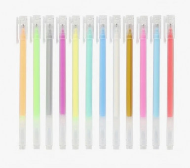 Набор акриловых ручек 12 цветов, 0,6мм, трёхгранные, неоновые ZUIXUA/C3573