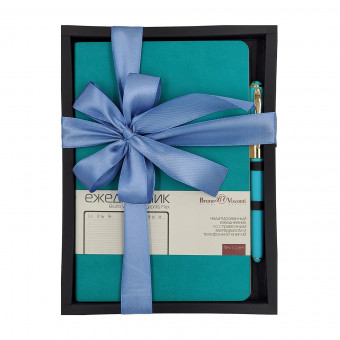 Подарочный набор: недатированный ежедневник А5 "Megapolis Flex"+ ручка «Monaco», морская волна, BV/3-531/15-2