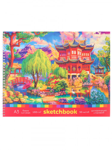 Скетчбук А3 Альбомный Азия мат лам, гребень, жест подложка, 30л, 100г С30-4962 Скетчбук А3 Альбомный Азия мат лам, гребень, жест подложка, 30л, 100г С30-4962