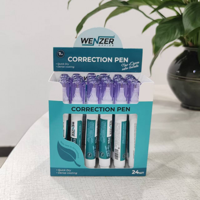 Корректор - ручка WENZER OFFiCE, 7 мл, мет. наконечник, быстросохнущий (24/576)