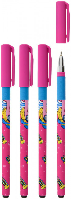 Ручка маслян. 0,5 мм NEON MADNESS серия Slim Soft Grip синий, LOREX/LXOPSSG-NM1 (24/288)