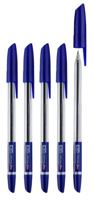 Ручка шариковая синяя 0,7мм "CORONA PLUS" прозрачный корпус, Linc/3002NY/blue (50)