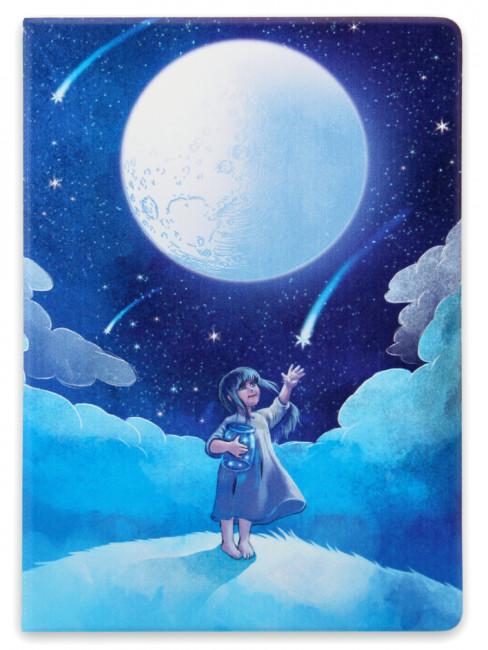 Обложка на паспорт Девочка и луна ПВХ slim ОП-2172 Обложка на паспорт Девочка и луна ПВХ slim ОП-2172