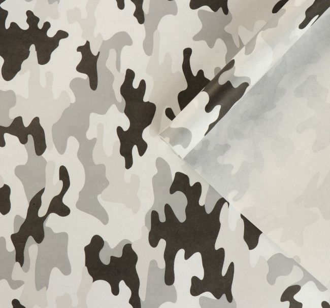 Бумага подарочная в рулоне (крафт) "Камуфляж арктик" Бумага подарочная в рулоне (крафт) "Камуфляж арктик"