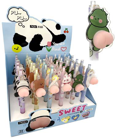 Ручка фигурная гелевая "Животные" (черн) 0,5мм авт, с фигуркой сквиши, цвета ассорти, CO-31  HS0513 (36/36/1296) Ручка фигурная гелевая "Животные" (черн) 0,5мм авт, с фигуркой сквиши, цвета ассорти, CO-31  HS0513 (36/36/1296)