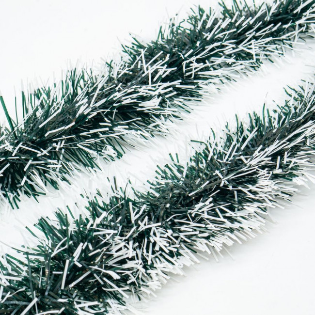 Мишура d 9см 2м, зеленая с белыми кончиками, Микрос/ч47712