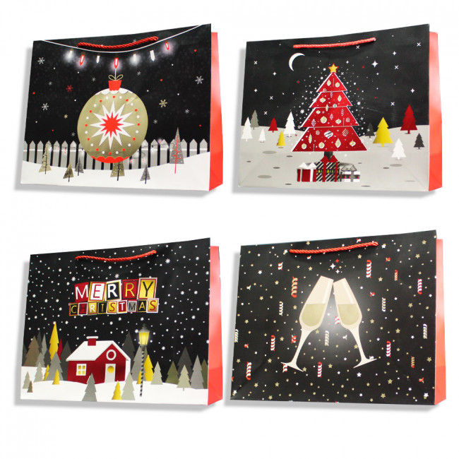 ПАКЕТ ПОДАРОЧНЫЙ, КРИСТАЛЛ-КАНЦ «MERRY CHRISTMAS», КАРТОН, 260Х320Х100 ММ, С ВЕРЕВОЧНОЙ РУЧКОЙ, M15846 (DV-BK9755M)