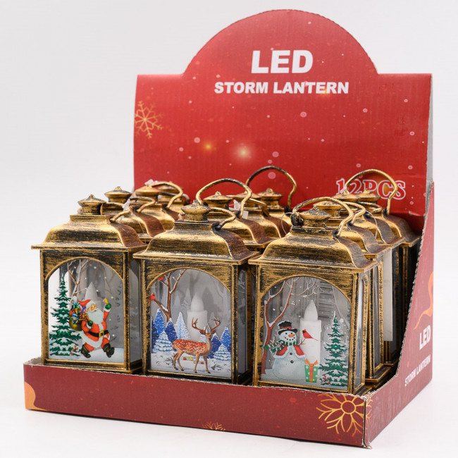 Фонарь 7*12см новогодний с подсветкой, MAYLOTT/2168 (12)