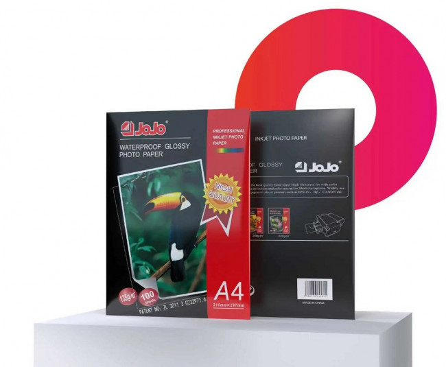 Фотобумага А4 135 г/м2 100л, одностороняя, водостойкая, глянцевая JoJo/JA-1029