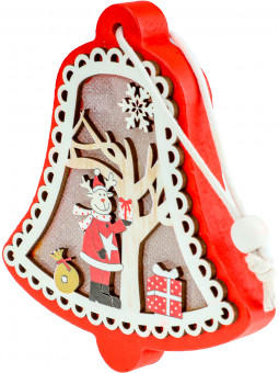 Подвеска деревянная "Сказочный колокольчик" 11см, led-подсв., на батар., MILAND/НУ-7024