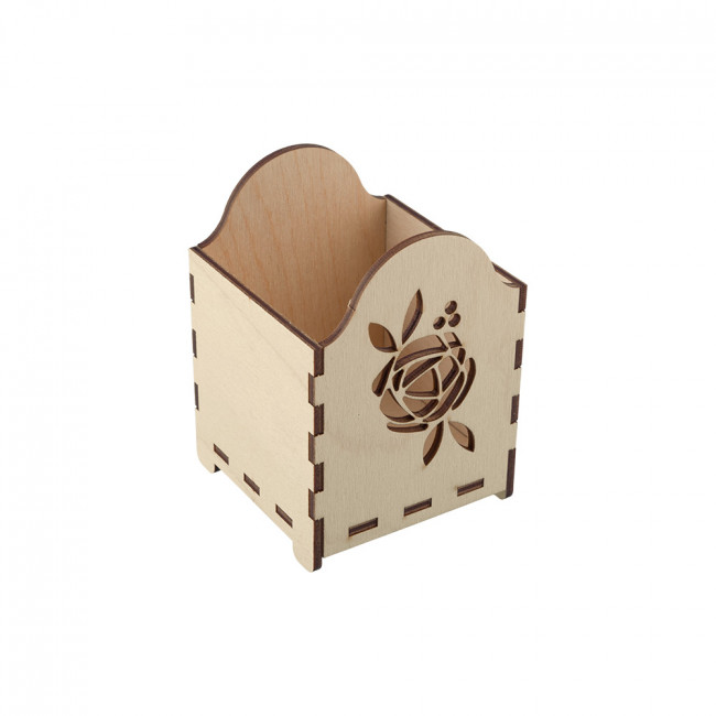 Заготовка 7,5 х 7,5 х 10,5см для декорирования карандашница "Романтика", фанера, Mr. Carving/ВД-273