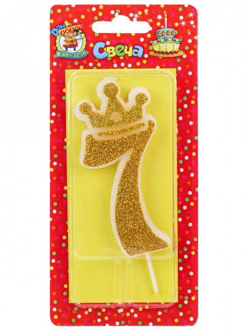 Свеча для торта "Царская", золотая с глиттером №7, MILAND/С-8344 (12)