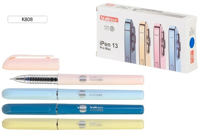 Ручка гелевая синяя, 0,5мм с игольчатым наконечником "IPen 13 pro Max", K808/син/Basir (12)