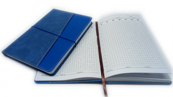 Ежедневник А5 160 листов, на резинке клетка, синий  ASMAR